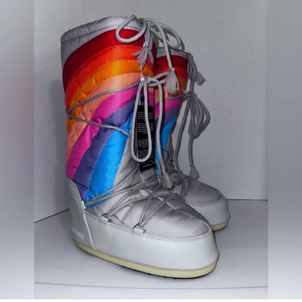 Moon Boot Icon Rainbow Tall Snow Boots 8.5-9US